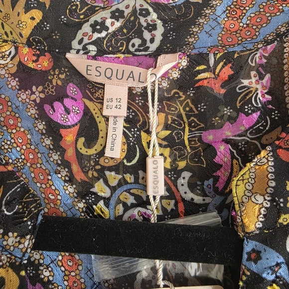 NWT Esqualo Paisley Long Sleeve Midi Dress - Size 12 Boho Chic - Picture 4 of 16